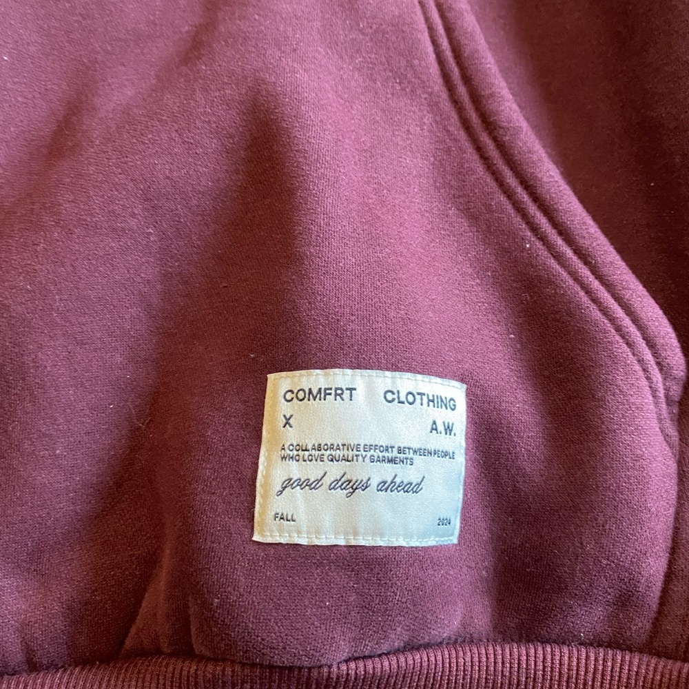 Comfrt Burgundy Hoodie Sweatshirt - Picture 5 of 5